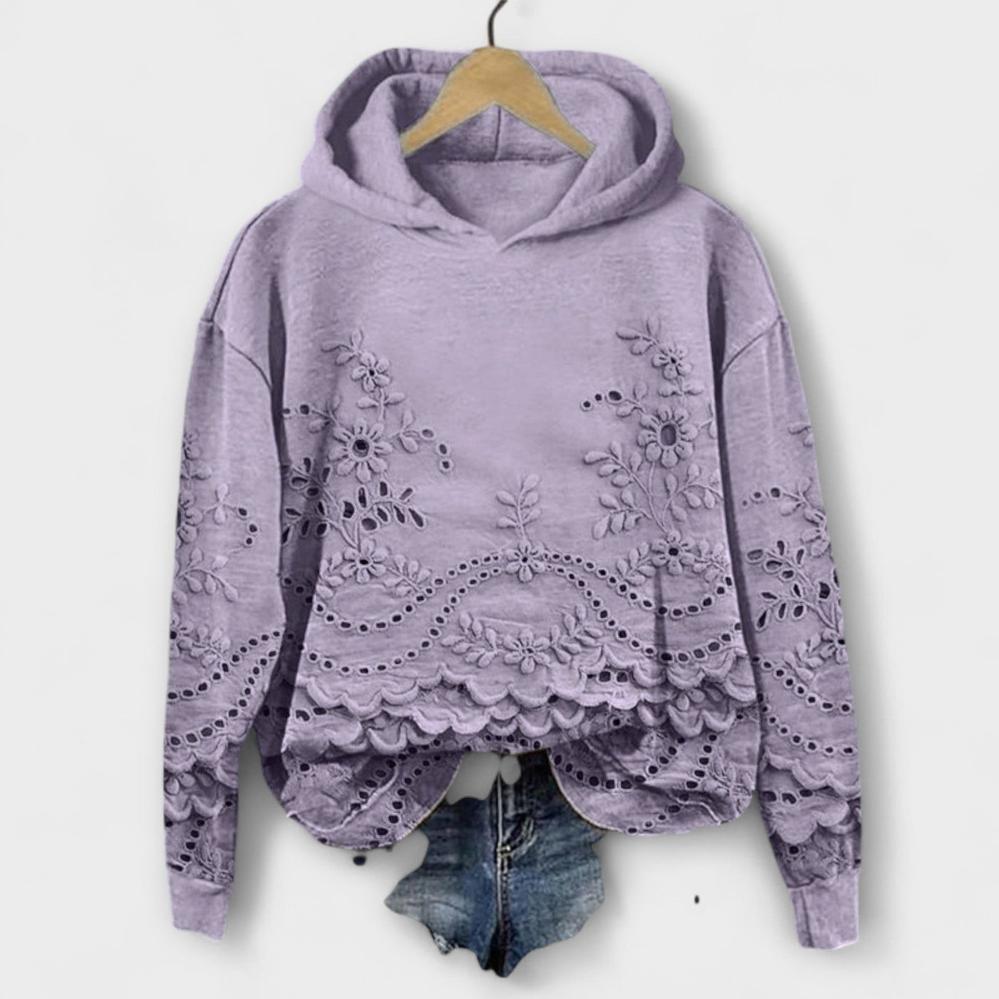 Vintage Hoodie με λουλουδάτο σχέδιο
