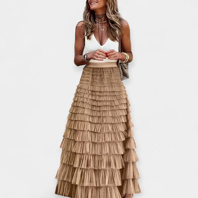 Boho Φούστα με Διχτυωτό Τελείωμα
