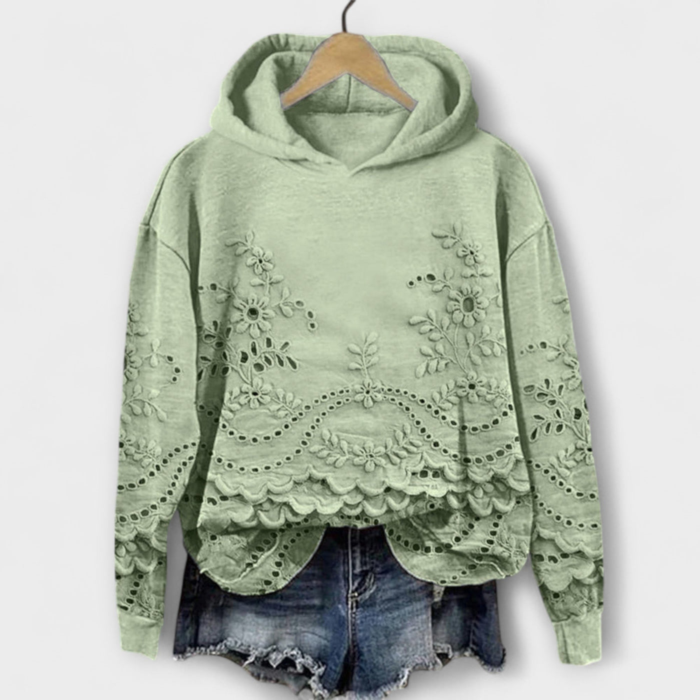 Vintage Hoodie με λουλουδάτο σχέδιο