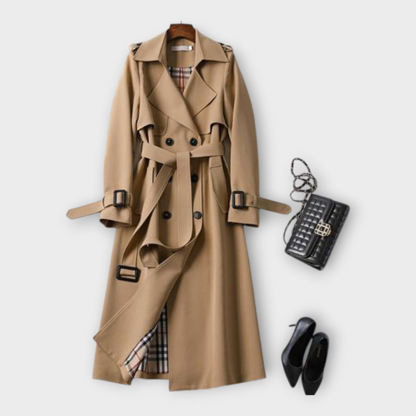 Κλασικό Μακρύ Trench Coat με Ζώνη