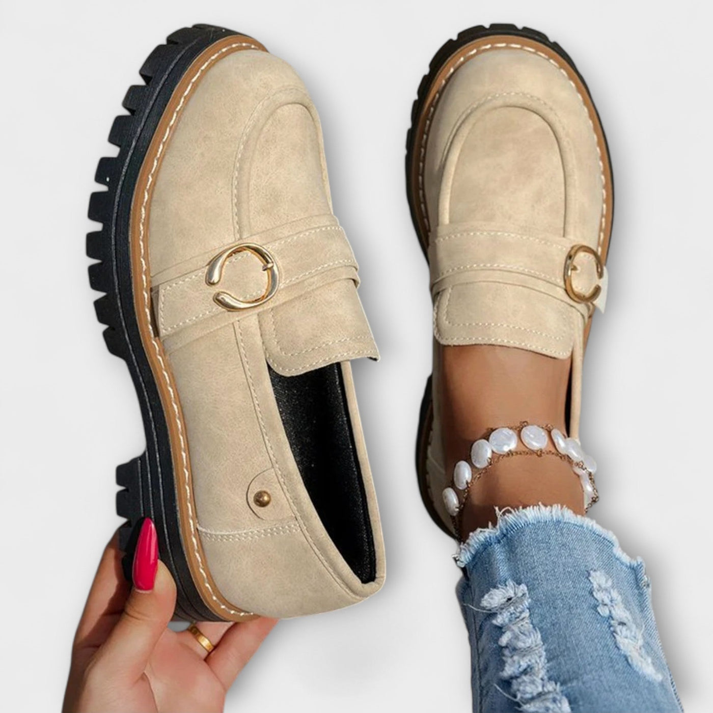 Ελένη Λώρα Casual Loafers Στρογγυλή Μύτη Άνετη Κατασκευή